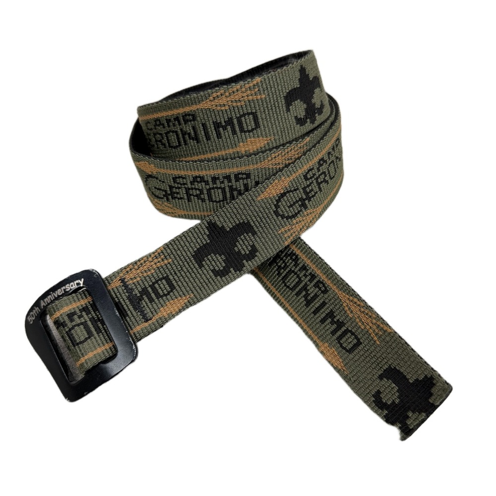 Bison Designs Belt Mens Extra Large Olive Webbed Nylon Metal CAMP GERONIMO 50 YR